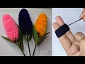 Easy Woolen flower making Idea - How to make Beautiful Lavender flowers - Amazing Woolen Crafts