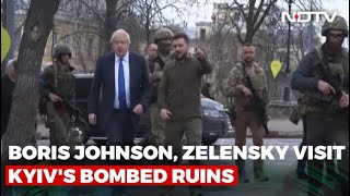 Boris Johnson, Zelensky Visit Kyiv's Bombed Ruins