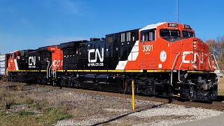 (New AC44C6M Dash 9's!!!!) CN 396 - 3301 \u0026 3300 In Lynden Ontario