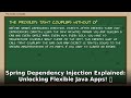 Spring Dependency Injection Explained: Master Flexible Java Apps! 🚀 (Java Tutorial)