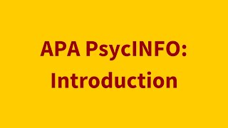 APA PsycINFO Introduction