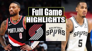 San Antonio Spurs vs Portland Trail Blazers FULL Game Highlights | December 28, 2023