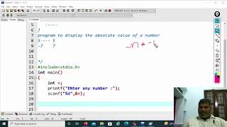 C_3.2 if statement example-1 | program to display the absolute value of a number | C | for beginners