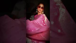 Banarasee Handwoven Semi-Chiffon Saree With Silver Zari Work-Pink