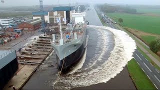 10 Momentos cuando lanzan GIGANTESCOS BARCOS al MAR