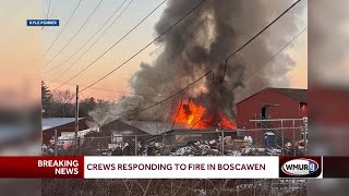 Crews battle fire at commercial building in Boscawen