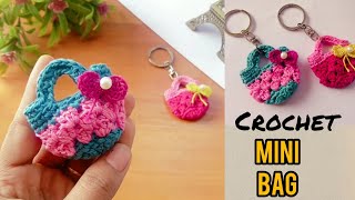 How to crochet a mini bag || Crochet keychain ||কুশিকাটার চাবির রিং