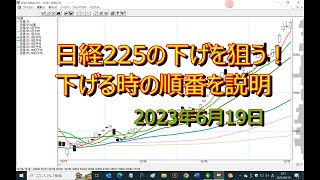 日経225の下げを狙う　下げる時の順番を説明（230619）