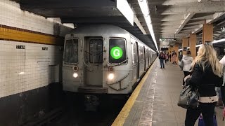 NYC Subway HD 60fps: Westinghouse Amrail R68 \u0026 Kawasaki R68A G Trains Depart 7th Avenue (5/7/17)