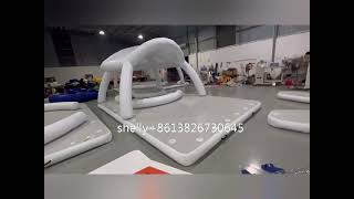 Commercial Inflatable Floating Island Platform with Tent for Summer Recreation Party Aqua Bana