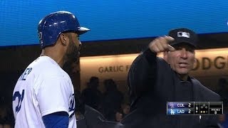 COL@LAD: Kemp is ejected after disputing strikeout