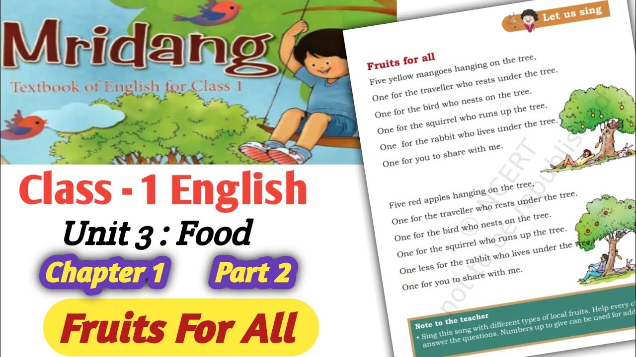 Fruits For All | Class 1 English Mridang | Unit 3: Food | Chapter 1 ...