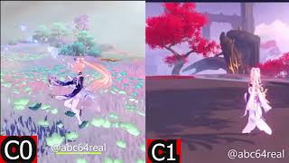 C0 vs C1 Kokomi Comparison [ Slow Mo + Side by Side ] [Genshin impact leaks]