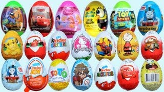 20 Surprise Eggs, Kinder Surprise Cars 2 Thomas Spongebob Disney Pixar