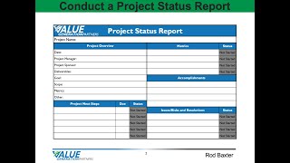 Module 9 - Conducting a Project Status Report - Value Generation Partners