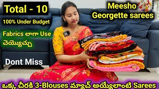 MEESHO Under బడ్జెట్ Georgette sarees 👌Superb Collections with New Sarees 😍 Mix and Match sarees 🤗