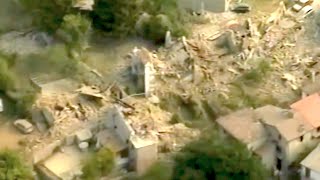 New aerial footage of earthquake damage in central Italy | Terremoto Amatrice 2016