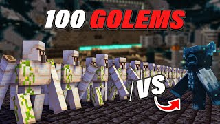 100 Iron Golems Vs The Warden in Minecraft Hardcore!