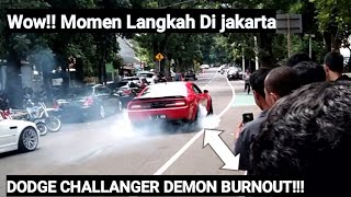 Kompilasi mobil sport di jakarta,ada Momen langkah Dodge challanger demon burnout!!!