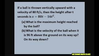 Ball thrown vertically upward with velocity. What is max height of ball. Velocity of ball 96ft above