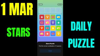 Stars Daily Puzzle 1 March | Today Stars Daily Combo | Stars Puzzle Durov