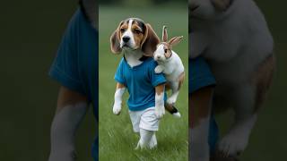 The dog saved the cute rabbit from naughty children #ai #dog #friendship #shortsviral