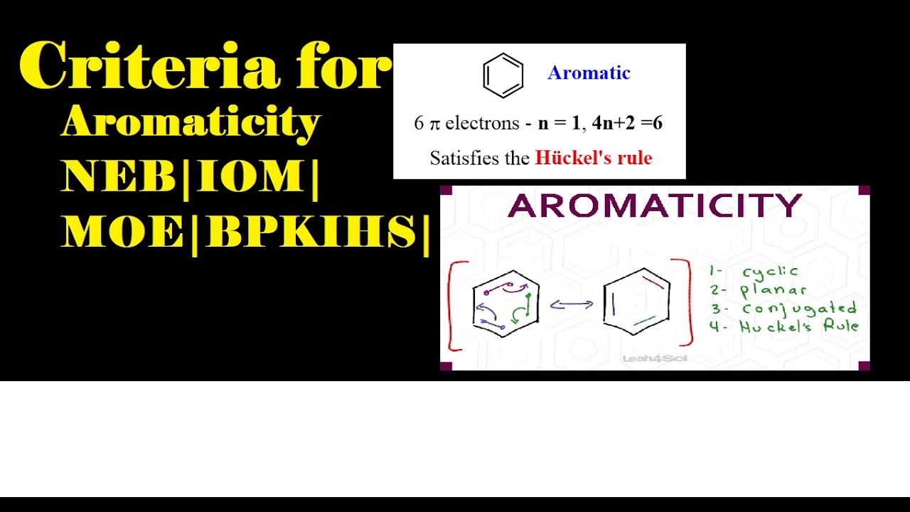 Criteria For Aromaticity - Organic Chemistry| Huckel's Rule | Benzene ...