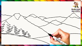 Cómo Dibujar Unas Montañas Paso A Paso 🏔️🌲 Dibujo De Montaña