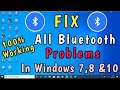 How to Fix Bluetooth not working on Windows 7,8, &10 | Bluetooth on off button is Missing windows 10