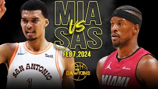 Miami Heat vs San Antonio Spurs Full Game Highlights | February 7, 2024 | FreeDawkins