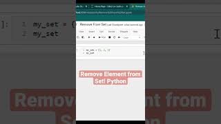 Remove Element from Set! Python #shorts #python #programming #coding