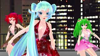 【重音テト　櫻花アリス　初音ミク】幽霊東京【MMD】