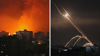 Gaza's night sky is lit up by rockets exchanged with Israel