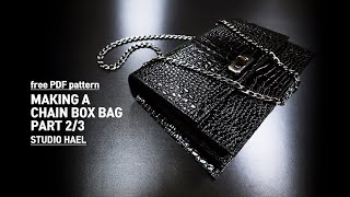 Leather craft/Making a chain box bag (Part 2/3)/Leather craft bag/ 체인 박스백 만들기(Part 2/3)/가죽공예 가방 패턴