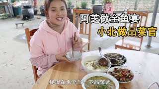 小北捉了5斤鲫鱼做全鱼宴，一边吃一边点评，这次别被鱼刺卡住了|Xiao bei made a feast of whole carp|湘妹小北