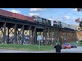 Train Meets!  On Trestle + Over & Under Train Meets!  CSX & Norfolk Southern In Kenova West Virginia