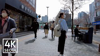 Spring Walk from Hongdae Street to Sinchon | 4K UHD 60FPS