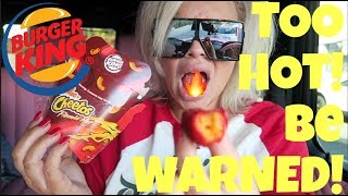 Trying Burger King's New Flamin' Hot Mac N Cheetos! *almost died*