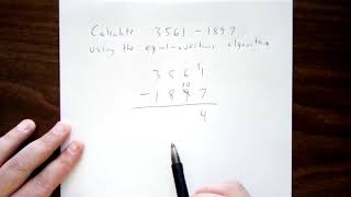 Equal-additions subtraction algorithm example
