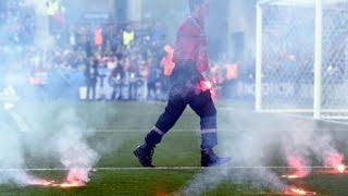 UEFA Euro 2016 - Croatia fans throwing explosives \u0026 flares on the pitch against Czech Republic