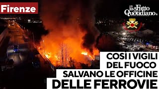 Firenze, vasto incendio alle Piagge: così i vigili del fuoco salvano le officine delle Ferrovie