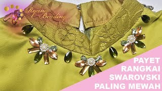 Cara payet rangkai swarovski paling simple bagi pemula | RyAna Beading | payet tutorial