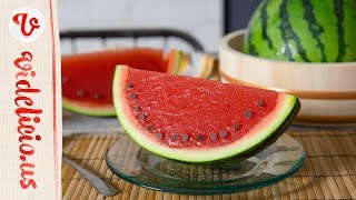 まるで本物？果汁たっぷり！スイカまるごとゼリー｜How to make Whole Watermelon Jelly