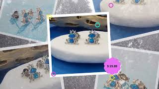 Blue opal Frog earrings sterling silver 925 made in Greece. Handmade beautiful gift for someone s...