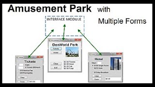 Visual Basic Amusement Park project using multiple forms and a standard module.