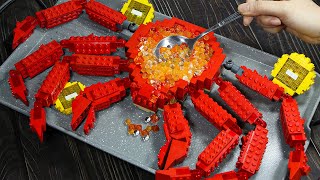 Incredible Giant King Crab In Real Life - LEGO Stop Motion Seafood Mukbang ASMR