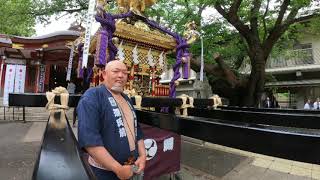 令和元年　　　旗岡八幡神社　　新時代お祝い　本社神輿立派な渡御　天皇陛下御即位　。