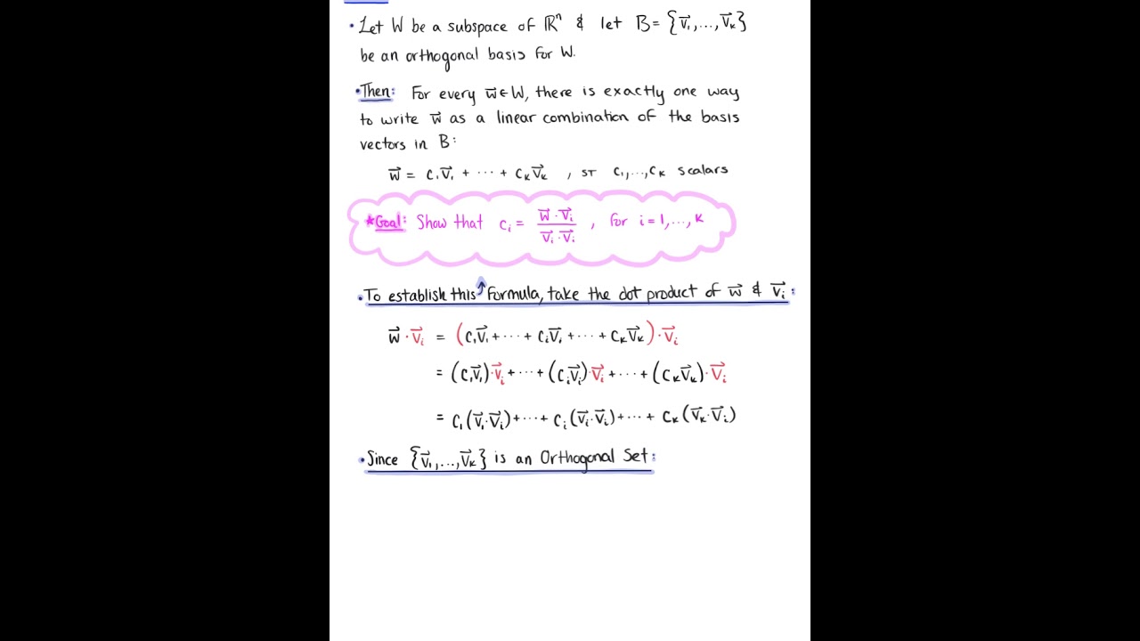 Orthogonal Basis (Theorem) - YouTube