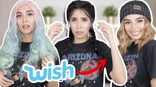 PROBANDO PELUCAS BARATAS DE WISH , ME ESTAFARON OTRA VEZ! 😒| CLAUDIPIA