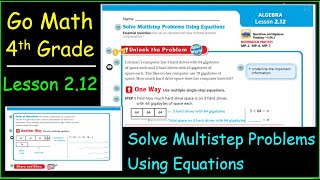 Go Math 4th Grade Lesson 2.12 Solve Multistep Problems Using Equations